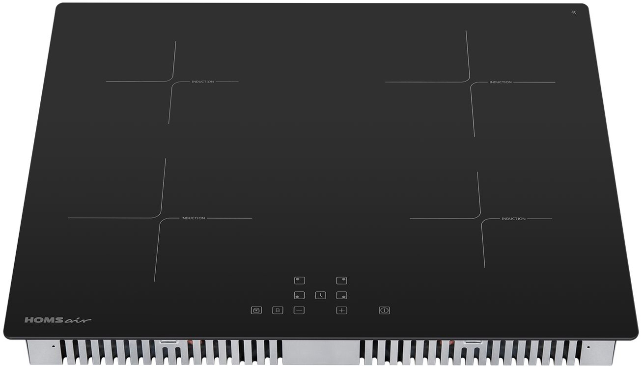 HI64BK Электрическая панель / индукционная, шхдхв: 590х520х62 мм, сенсорное управление, 4 конфорки, стеклокерамика, замок от детей, таймер, черная HOMSAir Santreyd  - Вид №2