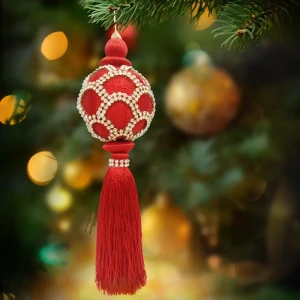 89381671 Украшение елочное «Кисть», 24x6 см, цвет бордовый STLM-1538241