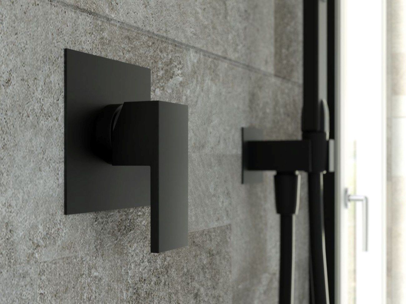 Встраиваемый смеситель для душа с пластиной Ercos Италия R черный ARCH-00026507 - Вид №1