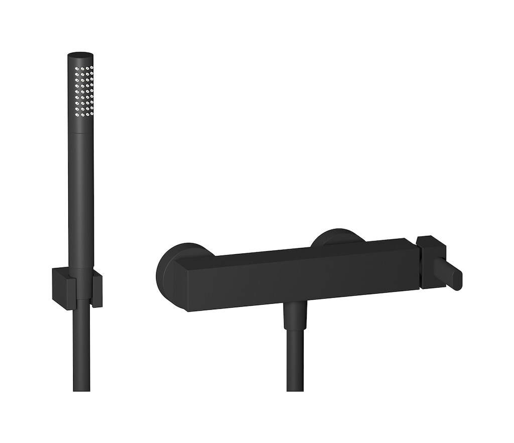 Встроенный смеситель для душа в комплекте с душевым гарнитуром. WE ARE IB aa312np Matt Black Superbox 