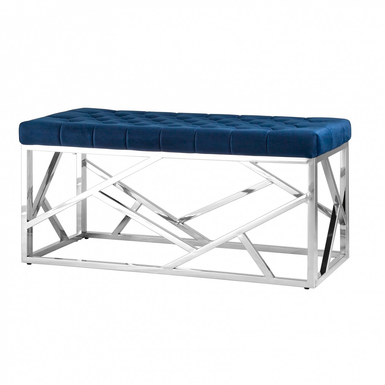 Банкетка-скамейка прямоугольная синяя с серебром "Арт Деко" STOOL GROUP ДИЗАЙНЕРСКИЕ 00-3881873 Серебро;синий  - Вид №1
