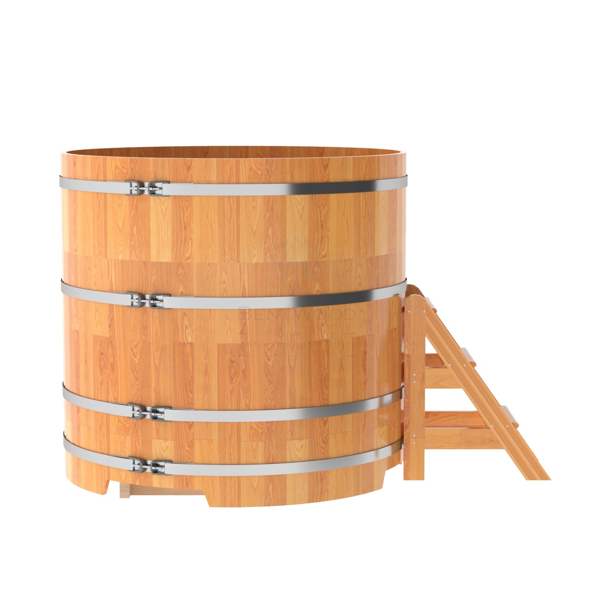 1525 Купель круглая из сращенных ламелей лиственницы d=1,50х1,4 натуральная Alyarus  - Вид №3