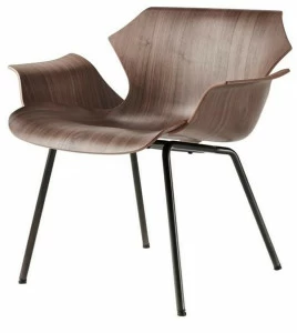 BassamFellows Кресло из стали и дерева с подлокотниками Petal Cb-295m