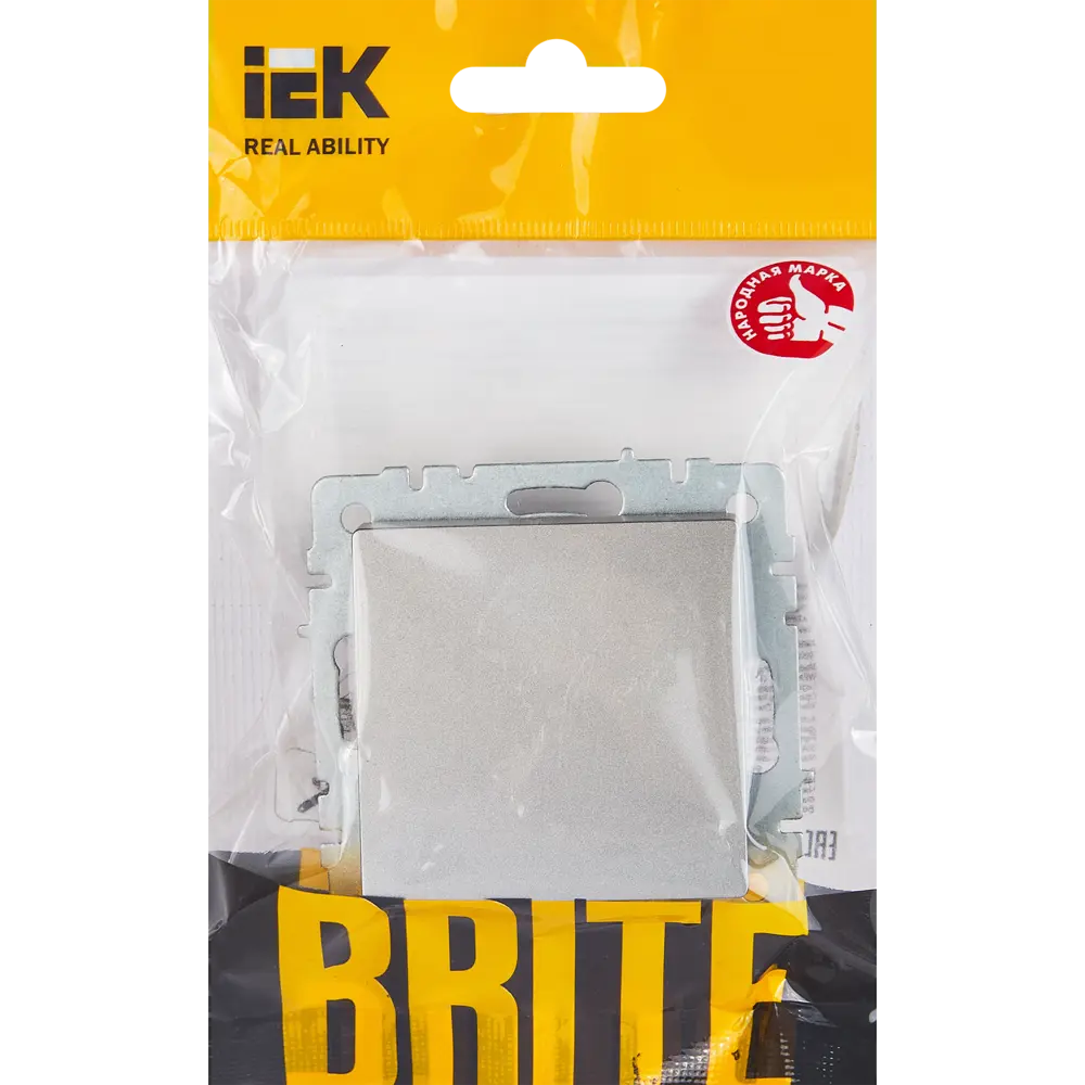 Выключатель IEK Brite самовозвратный одноклавишный стальной для скрытого монтажа 87761738 STLM-1102896 - Вид №4