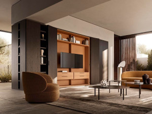 Оборудованная стена с подставкой для телевизора