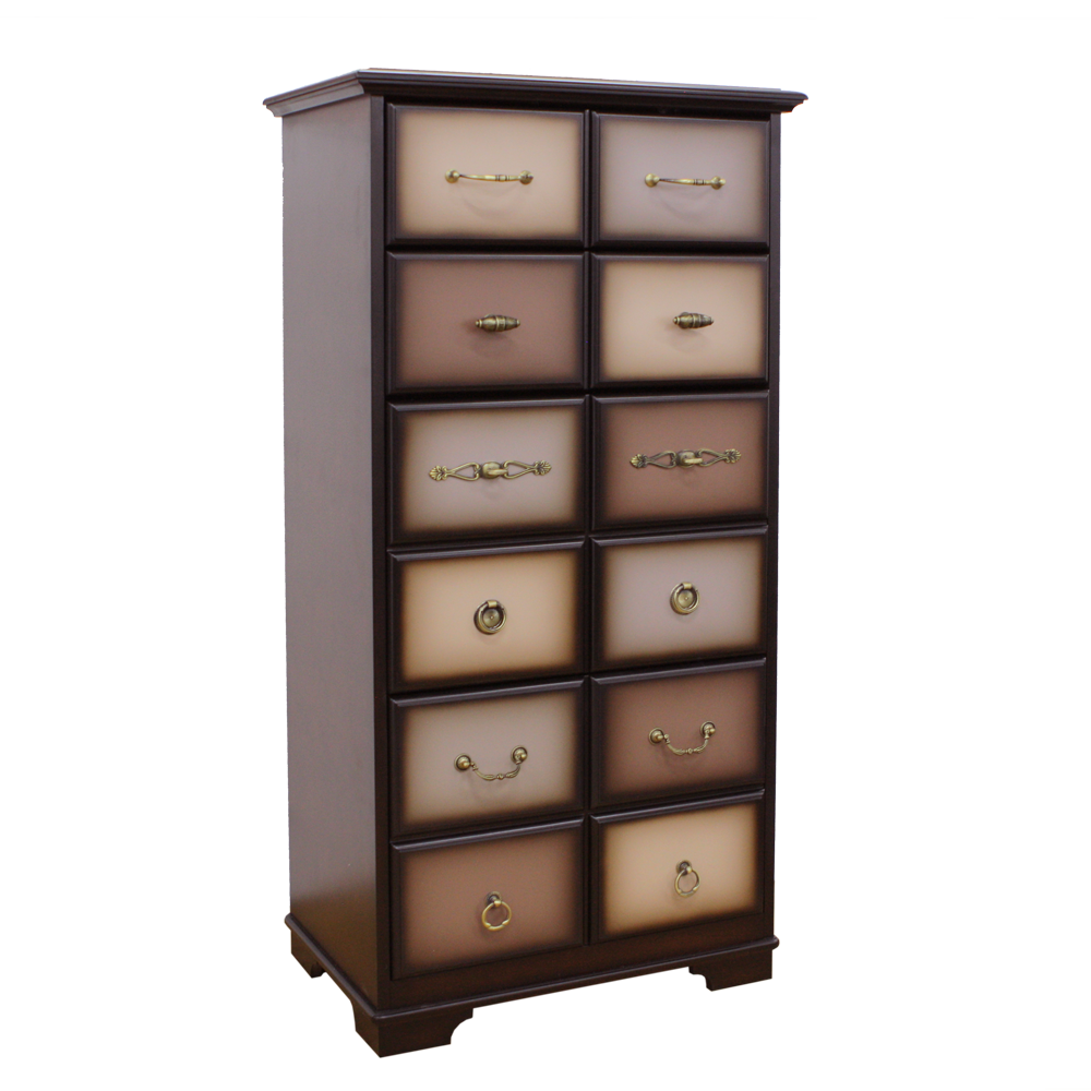 11536 Комод Пандора 5 Орех Оберджин, цвет фасада Шоколад BOGACHO 4627139508595