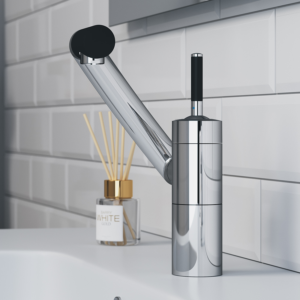 290217464 смеситель для умывальника поворотный излив 186 мм (черный) шт Damixa Arc - Вид №6