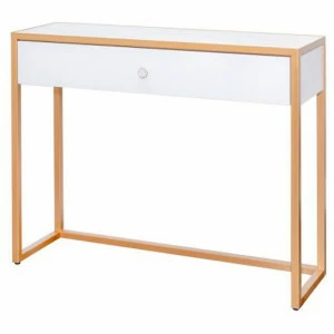 Консоль белая на золотых ножках с мраморной столешницей и ящиком FOR MISS  263957 Белый;золото