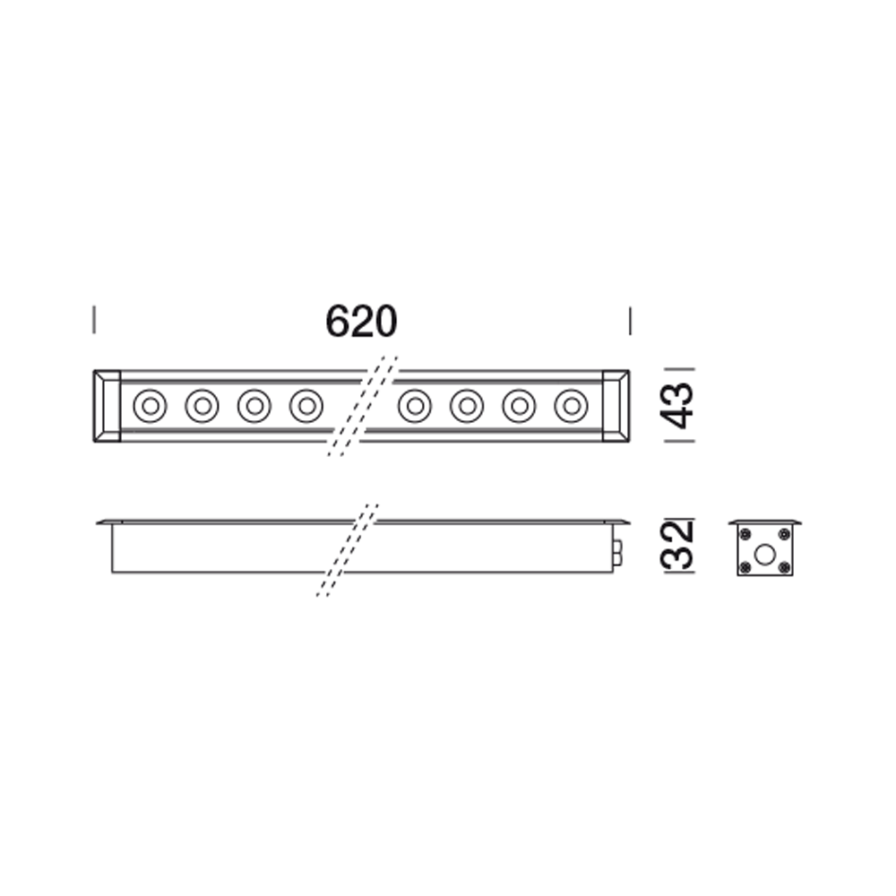 8398503 Встраиваемый в пешеходный пол Platek MINI CORNICHE Incasso   MINI CORNICHE 600 mm - 16 LED RGBW 28°  - Вид №6