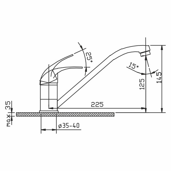 35-01/N Open  Смеситель для кухни  ARGO kran 3501nopen - Вид №1