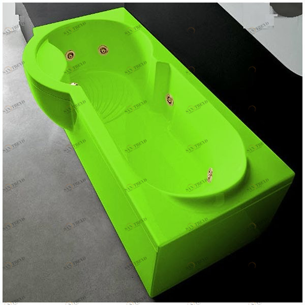 Ванна Gruppo treesse Simona V5677-SX-SZ салатовая с  золотой фурнитурой и гидромассажем прямоугольная левая STDV5677SXSZ