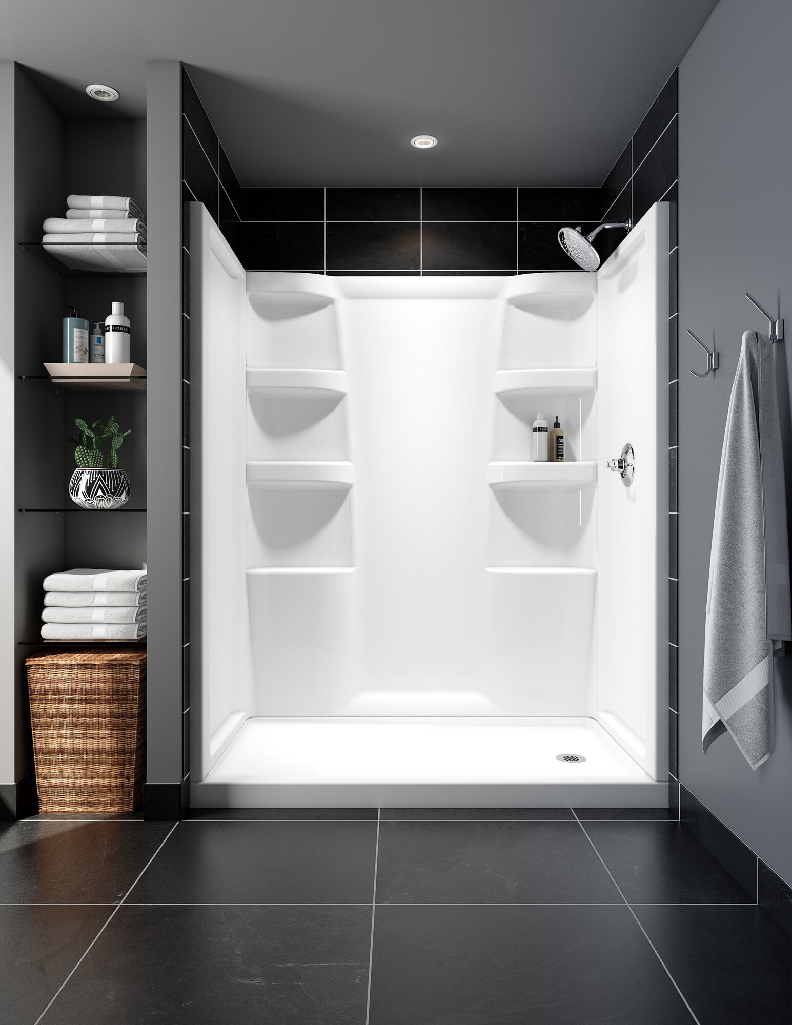 ProCrylic ™ 60 "x 32" Душевое основание, правый слив Delta Faucet B78615-6032R-WH - Вид №7