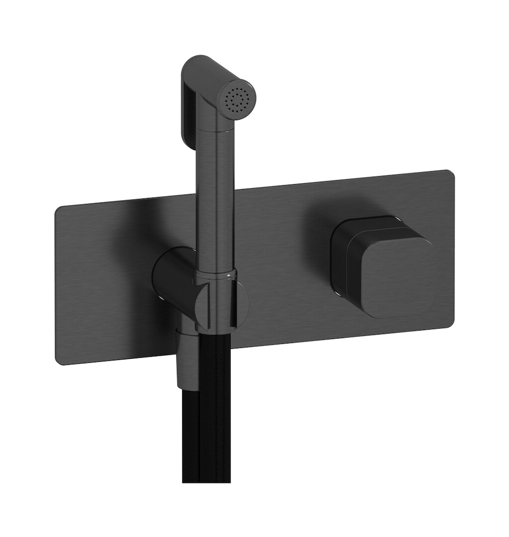 Внешние части гигенического душа со смесителем. WE ARE IB eo706cs_1 Brushed Black Chrome Elio