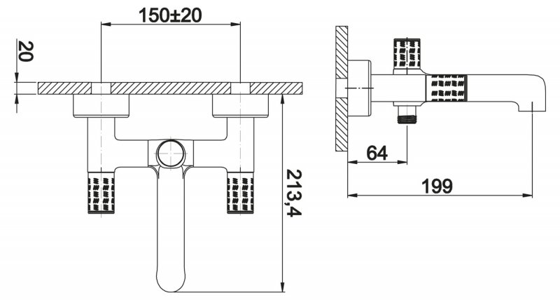 Смеситель для ванны и душа IMPULSO IMP-VASM-CRM BELBAGNO  - Вид №1