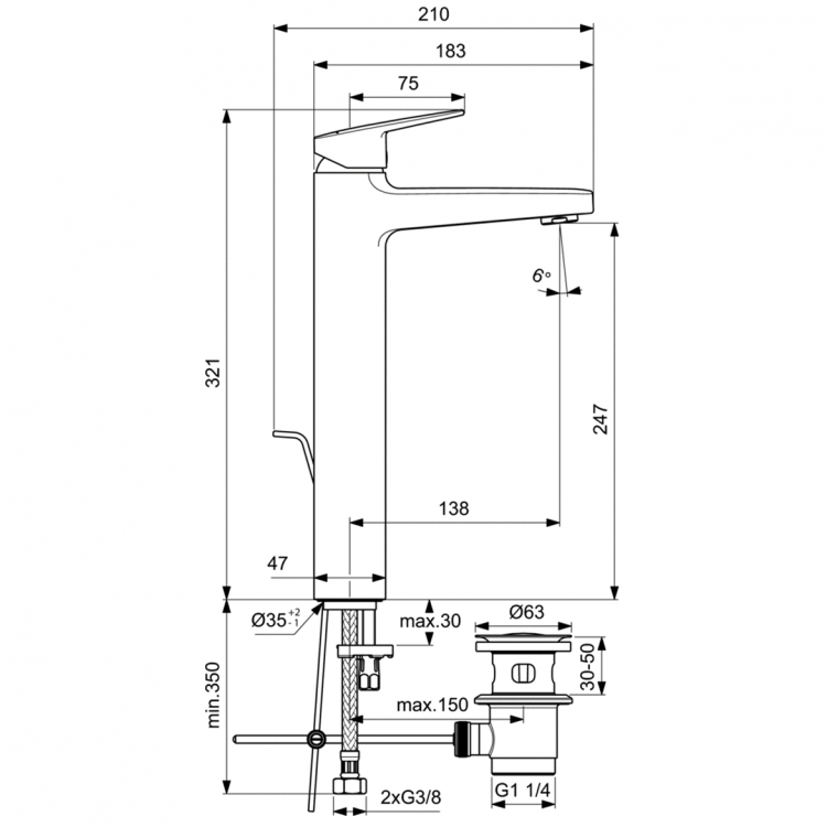 BD277AA Смеситель для раковины Ideal Standard CERAPLAN  - Вид №3