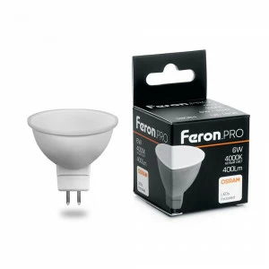 Лампа светодиодная Feron.PRO MR16 G5.3 6W 6400K OSRAM LED LB-1606 38085 FERON  00-3956761 Матовый
