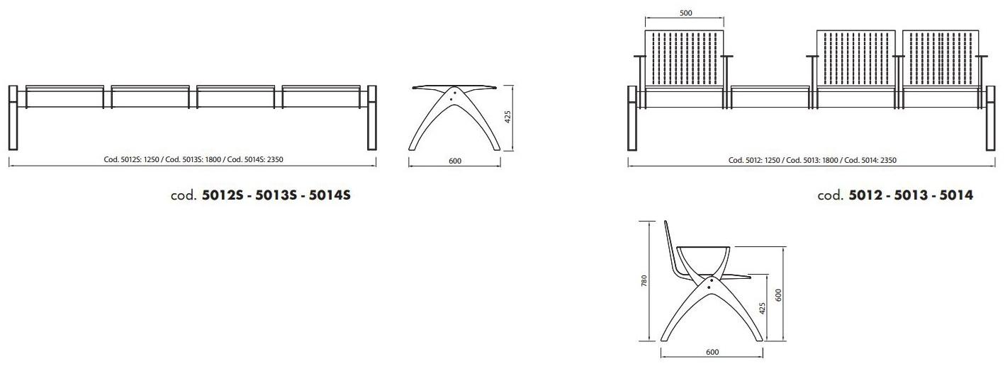 ALMA DESIGN Сиденье на стальной балке без спинки Terminal sun-id-1483994 - Вид №1
