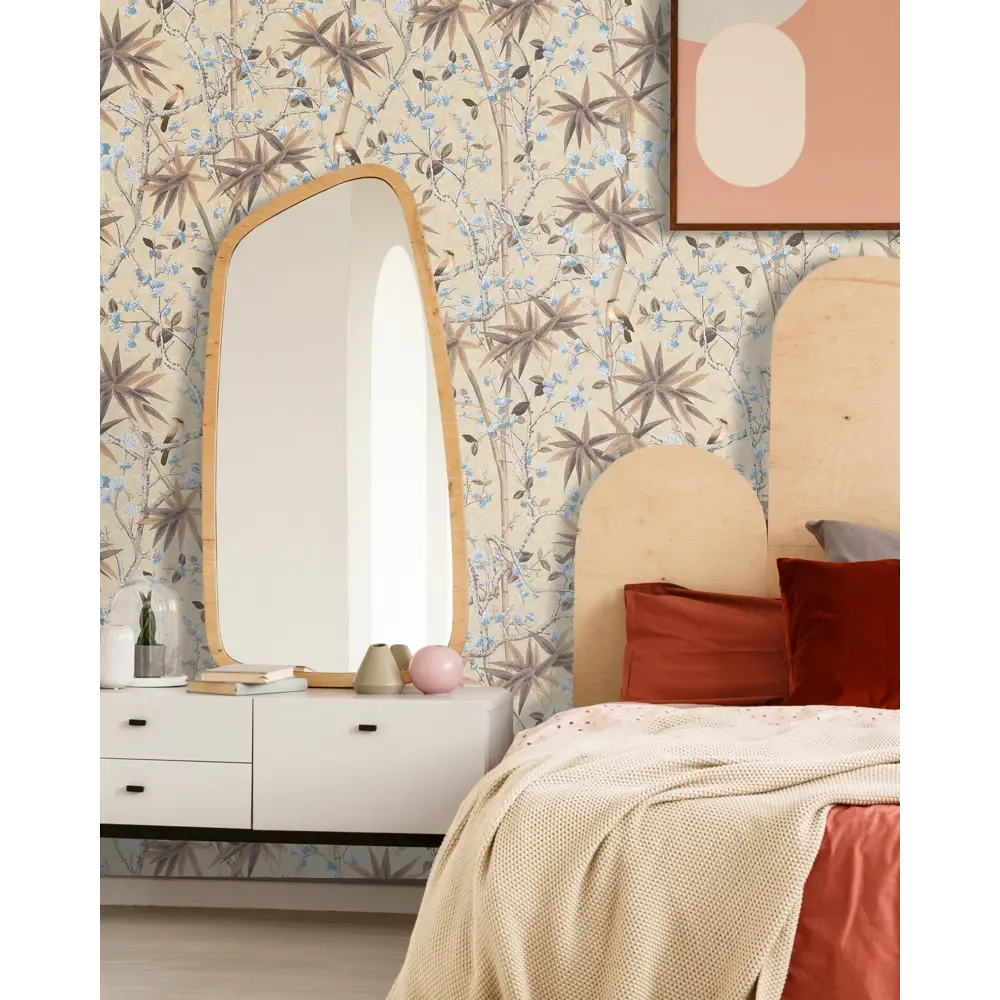 Обои флизелиновые Birds бежевые птицы 1.06x10 м 32101 SOLO STLM-2067180 - Вид №1