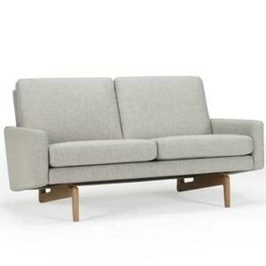 Диван двухместный Egsmark с мягкими подлокотниками, лакированный дуб, темно-песочный