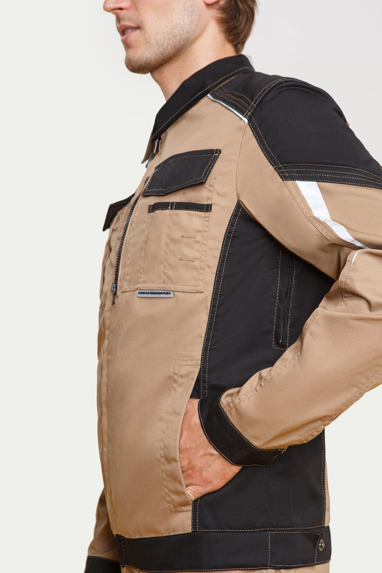 70068 Костюм  NEW бежевый с черным STATUS  Летняя спецодежда  размер 56-58/170-176  - Вид №7