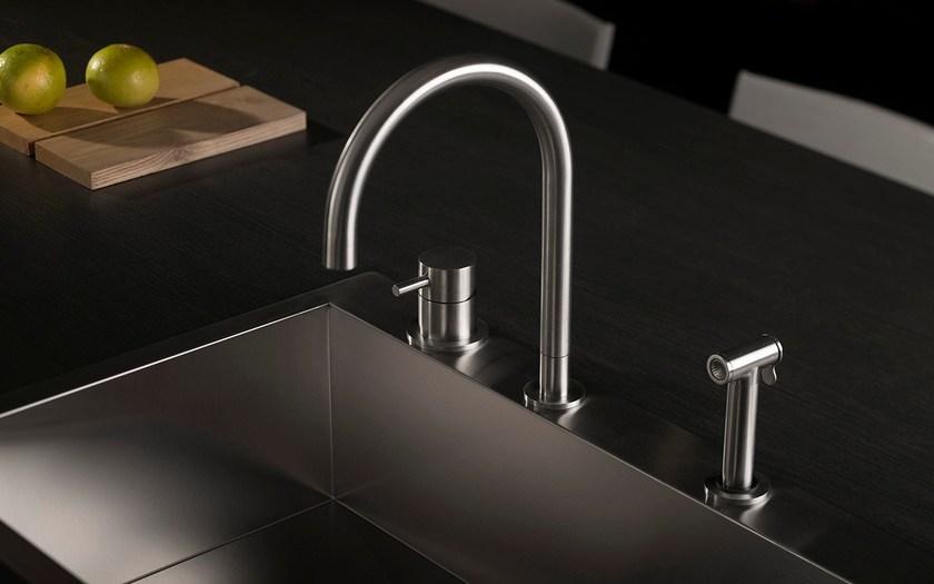 MINA Смеситель для кухни из нержавеющей стали с ручным душем  90695s  - Вид №1