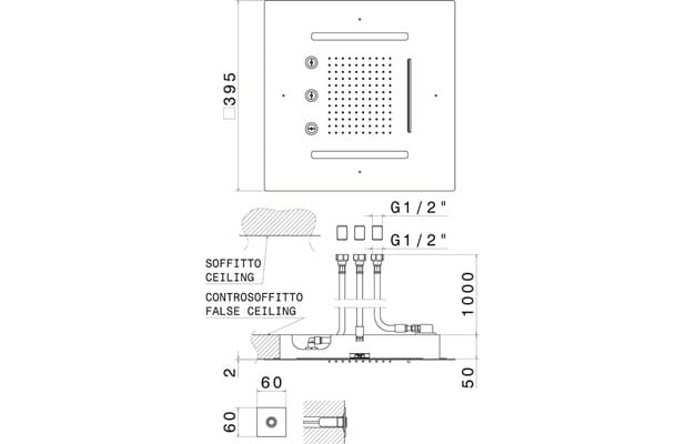 3 струи из нержавеющей стали встраиваемые насадки для душа с освещением Newform насадки для душа с хромотерапией ARCH-00087508 - Вид №1