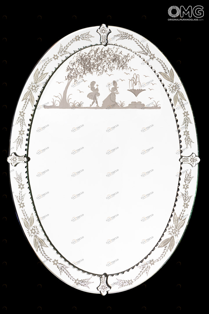 3635 ORIGINALMURANOGLASS Венецианское зеркало Август - муранское стекло OMG  см 
