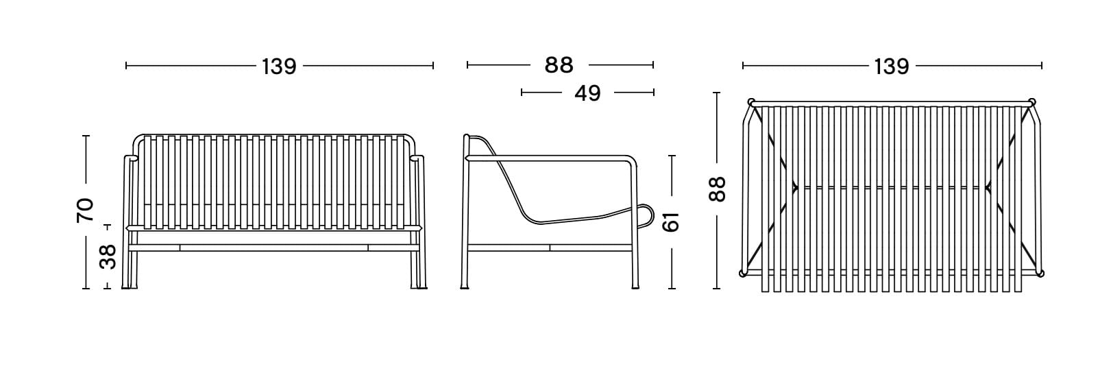 Стальной садовый диван Hay Палисад ARCH-00113710 - Вид №13