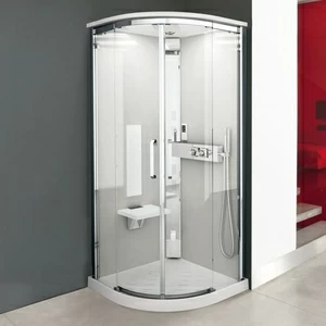 Душевая кабина термостатическая NEXIS 1 R90 HAMMAM Novellini NEXIS цвета белое дерево, с низким душевым поддоном
