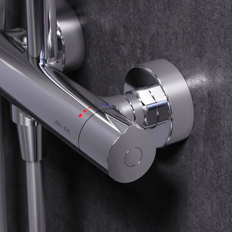 F0790410 душ.система набор: смеситель д/душа с термостатом верхн. душ d 220 мм ручн.душ 1 ф-ц AM.PM Gem - Вид №4