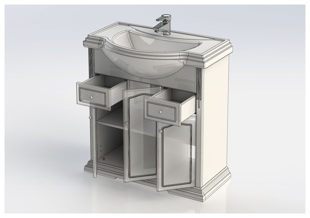 Тумба с раковиной Aquanet Лагуна Классик 80 белый 0020088300185344 - Вид №4