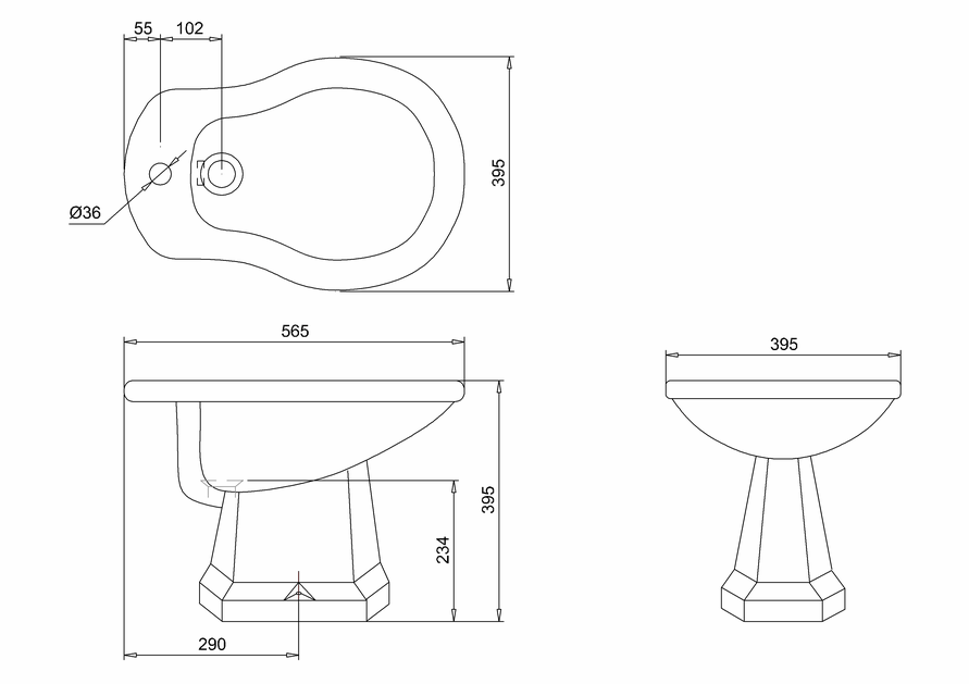 P4 GOL (P4 + SP387) Биде напольное  Burlington  - Вид №2
