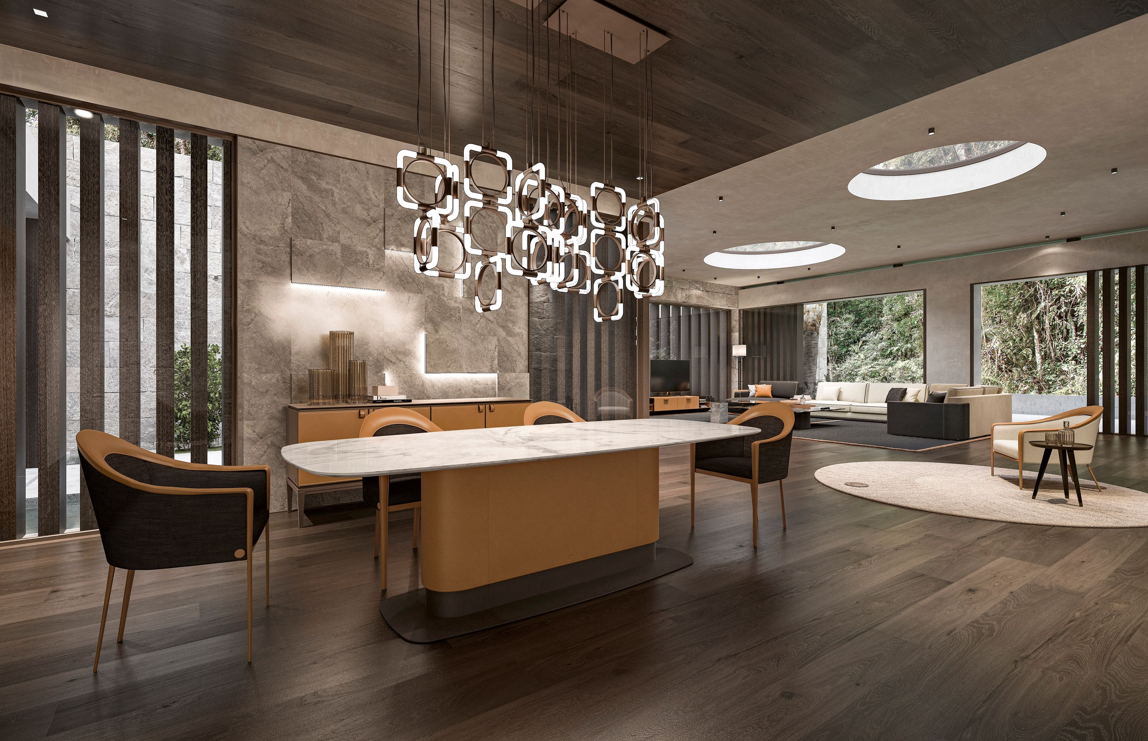 Прямоугольный стол из мрамора и кожи CPRN HOMOOD Starlight ARCH-00058210 - Вид №1