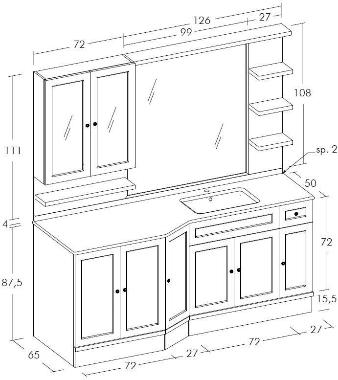LEGNOBAGNO Мебель для умывальника из дуба напольная с зеркалом Retrò RETRO sun-id-1432495 - Вид №3
