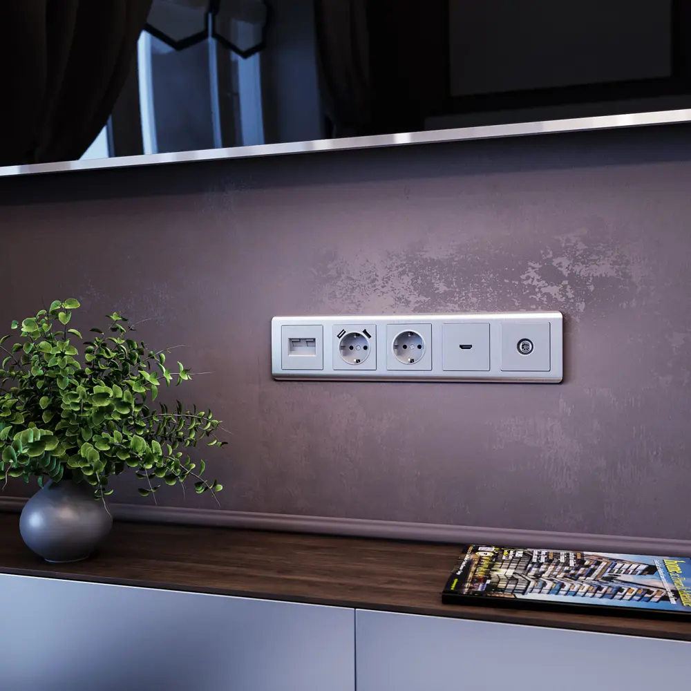 Розетка встраиваемая Werkel с заземлением разъем USB со шторками цвет серебристый Встраиваемые механизмы STLM-2080612 - Вид №1