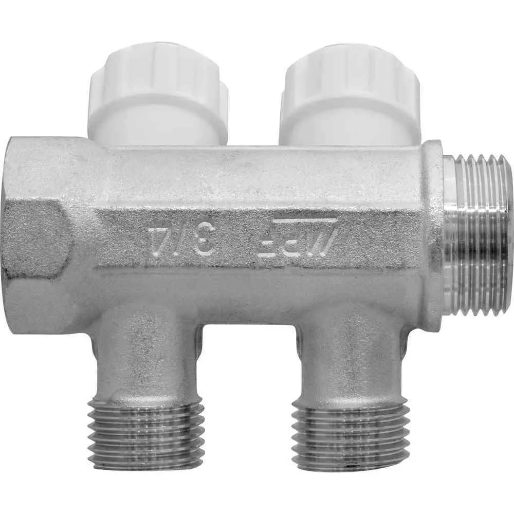 Коллектор с вентилем MPF на 2 выхода 3/4"x1/2" наружная резьба 87886409 STLM-2174214  - Вид №2
