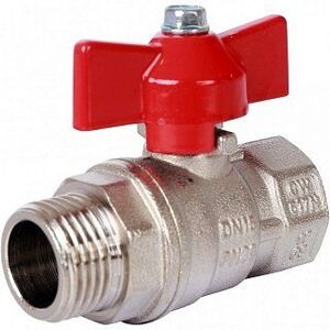 Кран шаровый STOUT ВН 1/2" стандартный проход, бабочка красная
