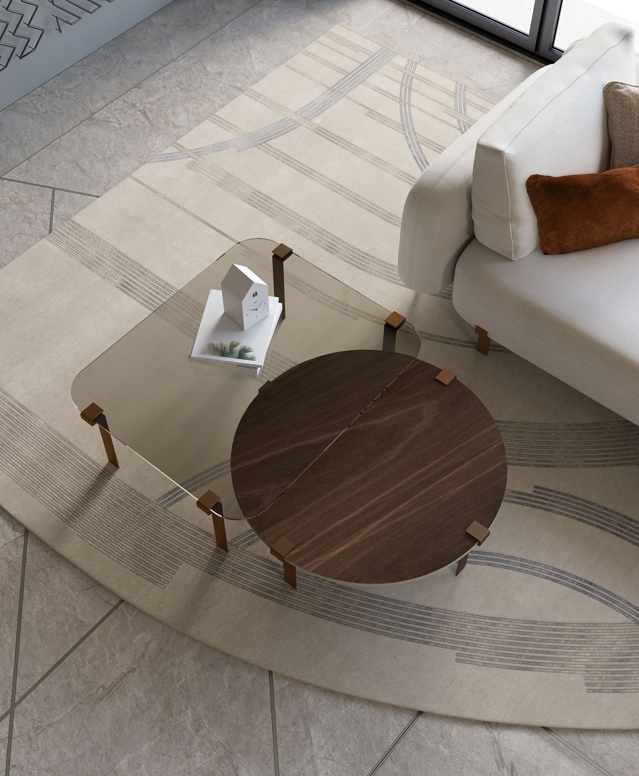 Керамический круглый низкий журнальный столик Bizzotto Italia ARCH-00076556 - Вид №3