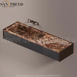 Agape DR Раковина столешница 160 см, с 2-мя выдвижными ящиками. Отделка: темная бронза , коричневый мрамор и темный дуб ADRP16SBREDRW