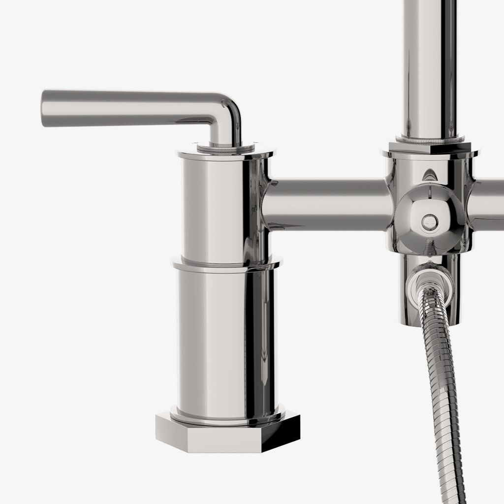 HNXT50 Установленный на палубе наполнитель для ванн Henry Exposed с ручным душем и металлическими ручками Waterworks - Вид №1