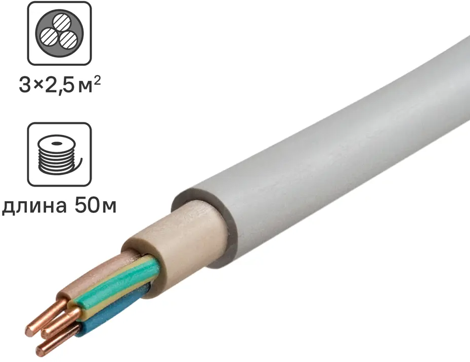 Севкабель NYM нг-LS 3x2.5: силовой кабель для стационарных электроустановок 87570911