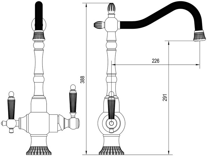 Смеситель ZorG Sanitary ZR 351 YF SATIN для кухонной мойки, сталь - Вид №1