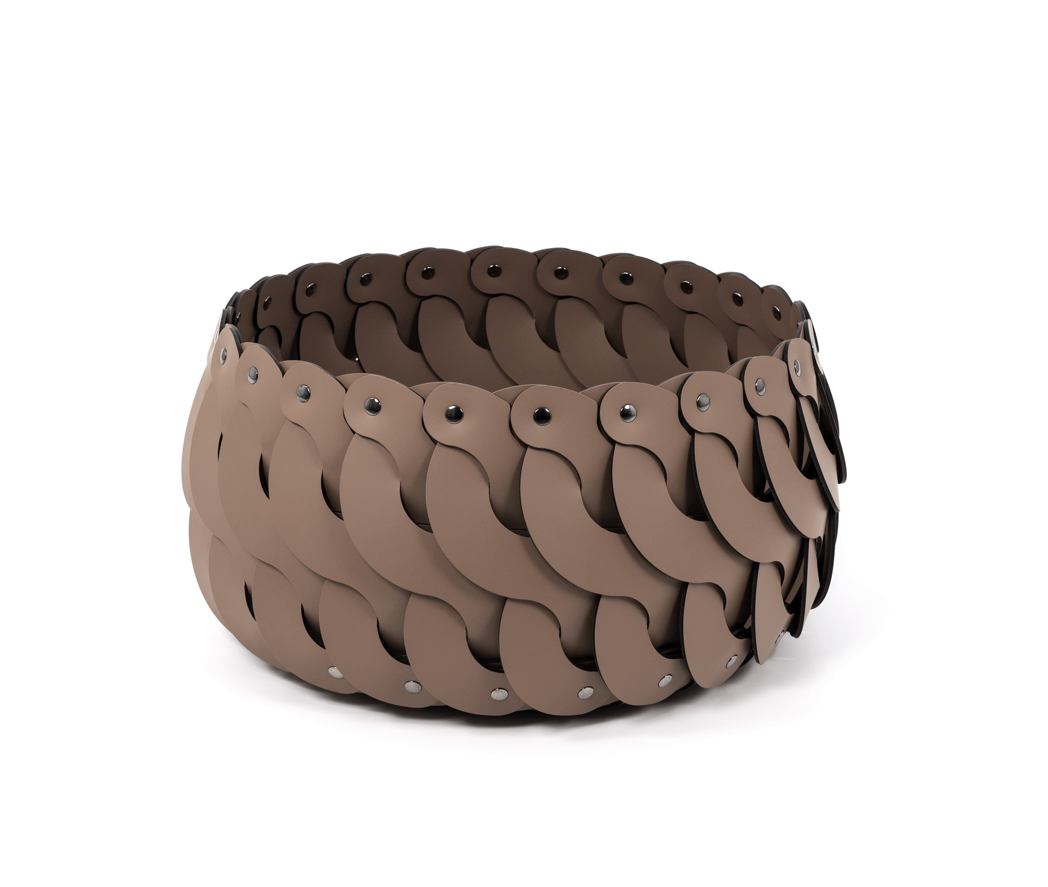 Маленькая корзина Alicante - Ø 45XH25 см / регенерированная кожа_coffee Pinetti 00.1520.082.015