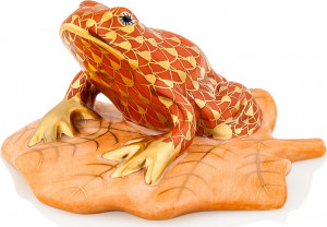 10628337 Herend Фигурка 4,2см "Лягушка на листке" Фарфор