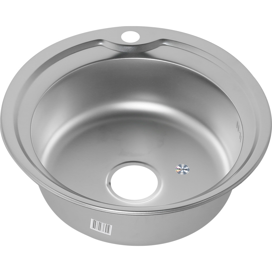 Мойка 510 MELANA 0,8/180 МАТОВАЯ врезная круглая с сифоном (001/2M *15) 001/2M (*15)