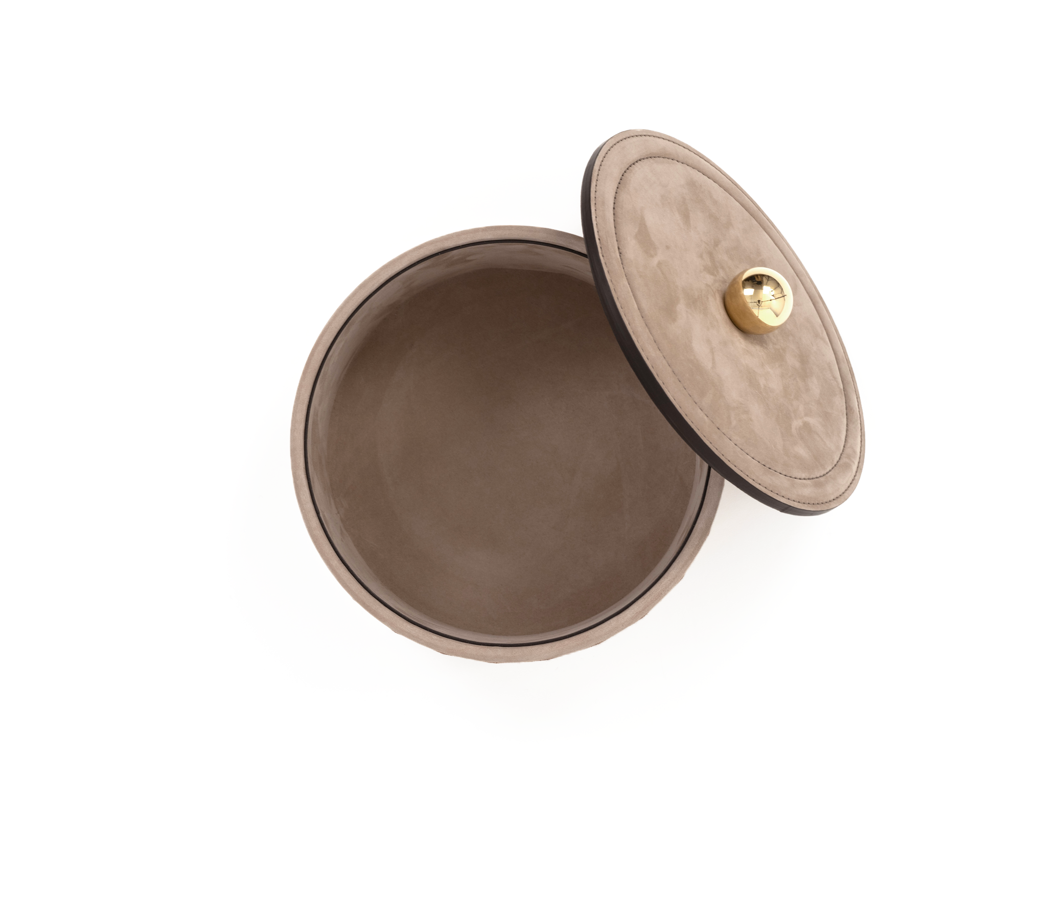 Lily Box - Ø 13XH8 см / металл-хром/нубук-кожа_темно-синий Pinetti 00.1680.038.003 - Вид №1