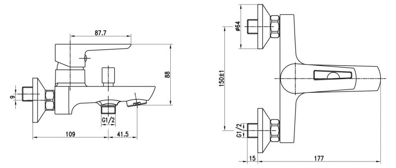 Смеситель для ванны и душа ROWENA ROW-VASM-CRM BELBAGNO  - Вид №1