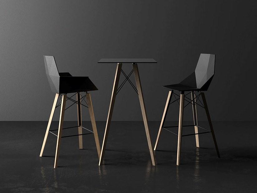 VONDOM Барный стул из полипропилена с подставкой для ног Faz wood 54301, 54301f - Вид №3