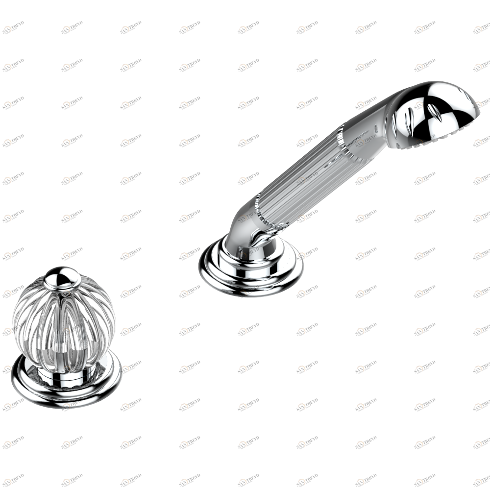 U1D-6532/60A Смеситель керамический устанавливаемый на борту с ручным душем с ручкой одновременной регулировки – потока/температуры Thg-paris Mandarine со светлым хрусталём Хром U1D 6532/60A  A02 CAT.A