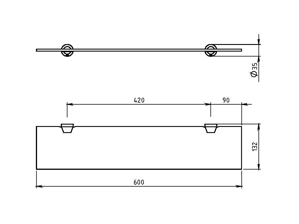 Полка стеклянная Novaservis Metalia 3 6340.0 хром 63400 - Вид №1